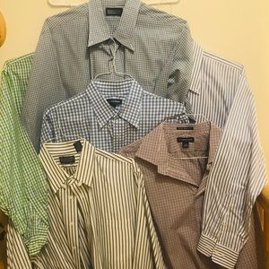 6 Lands End cotton dress shirts in good condition.